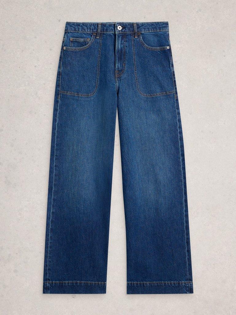 Tia Wide Leg Full Length Jean in DK DENIM - FLAT FRONT