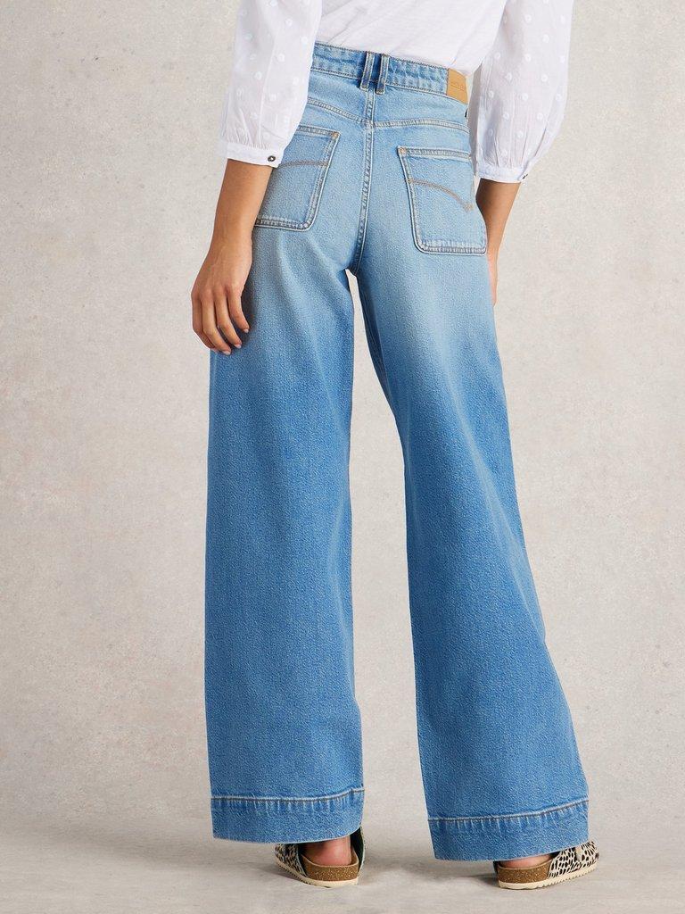 Tia Wide Leg Full Length Jean in MID DENIM - MODEL BACK