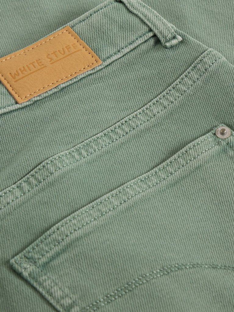 Tia Wide Leg Full Length Jean in MID GREEN - FLAT DETAIL