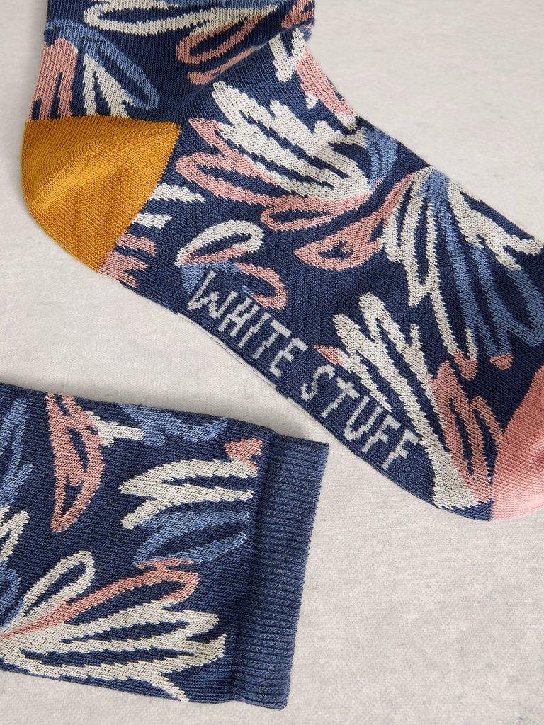 Graphic Floral Ankle Sock in BLUE MLT - FLAT DETAIL