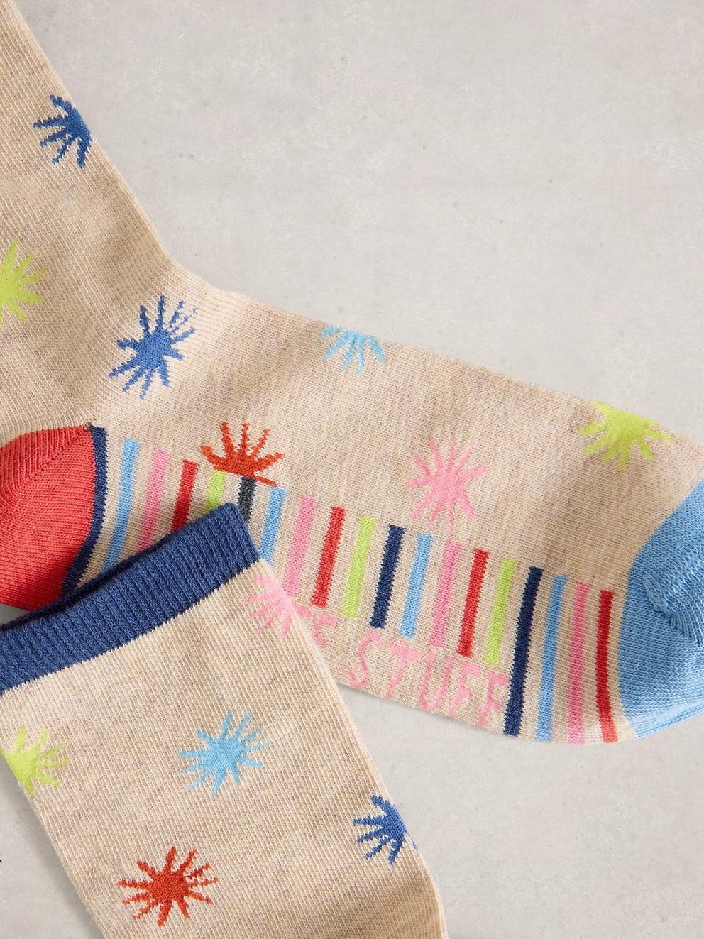 Starburst Ankle Sock in NAT MLT - FLAT DETAIL