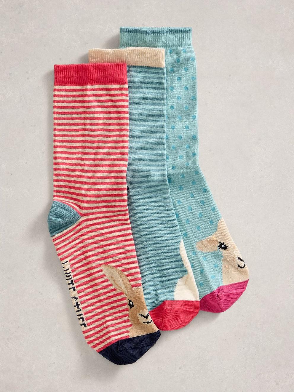 3PK Farmyard Socks in BLUE MLT - FLAT FRONT