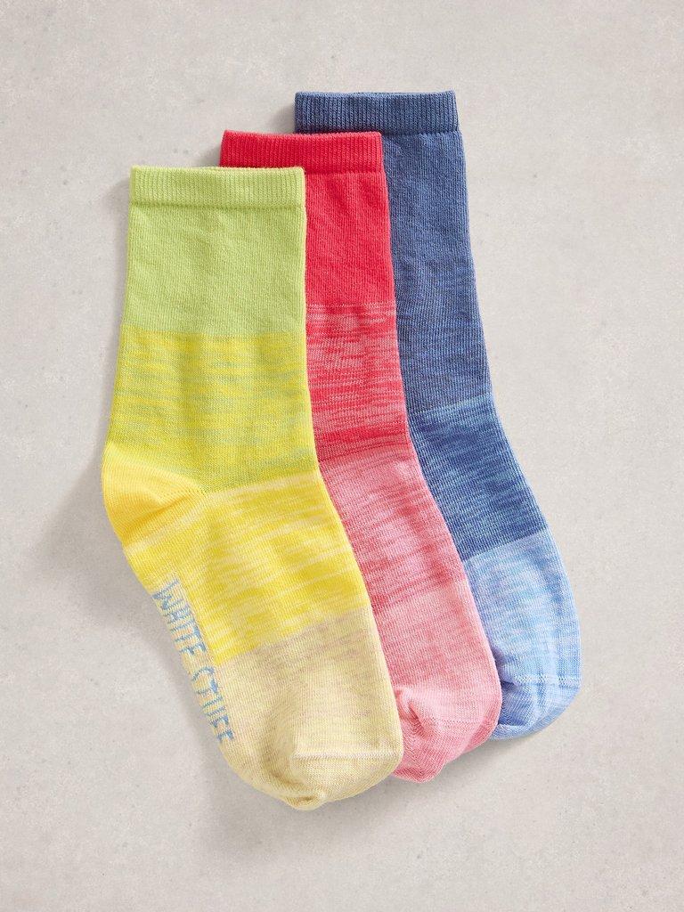 3PK Spacedye Socks in PINK MLT - FLAT FRONT