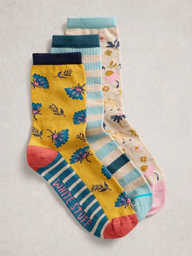 3PK Spring Pattern in YELLOW MLT - FLAT FRONT