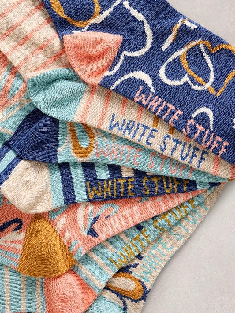 7PK Pattern Socks in PINK MLT - FLAT DETAIL