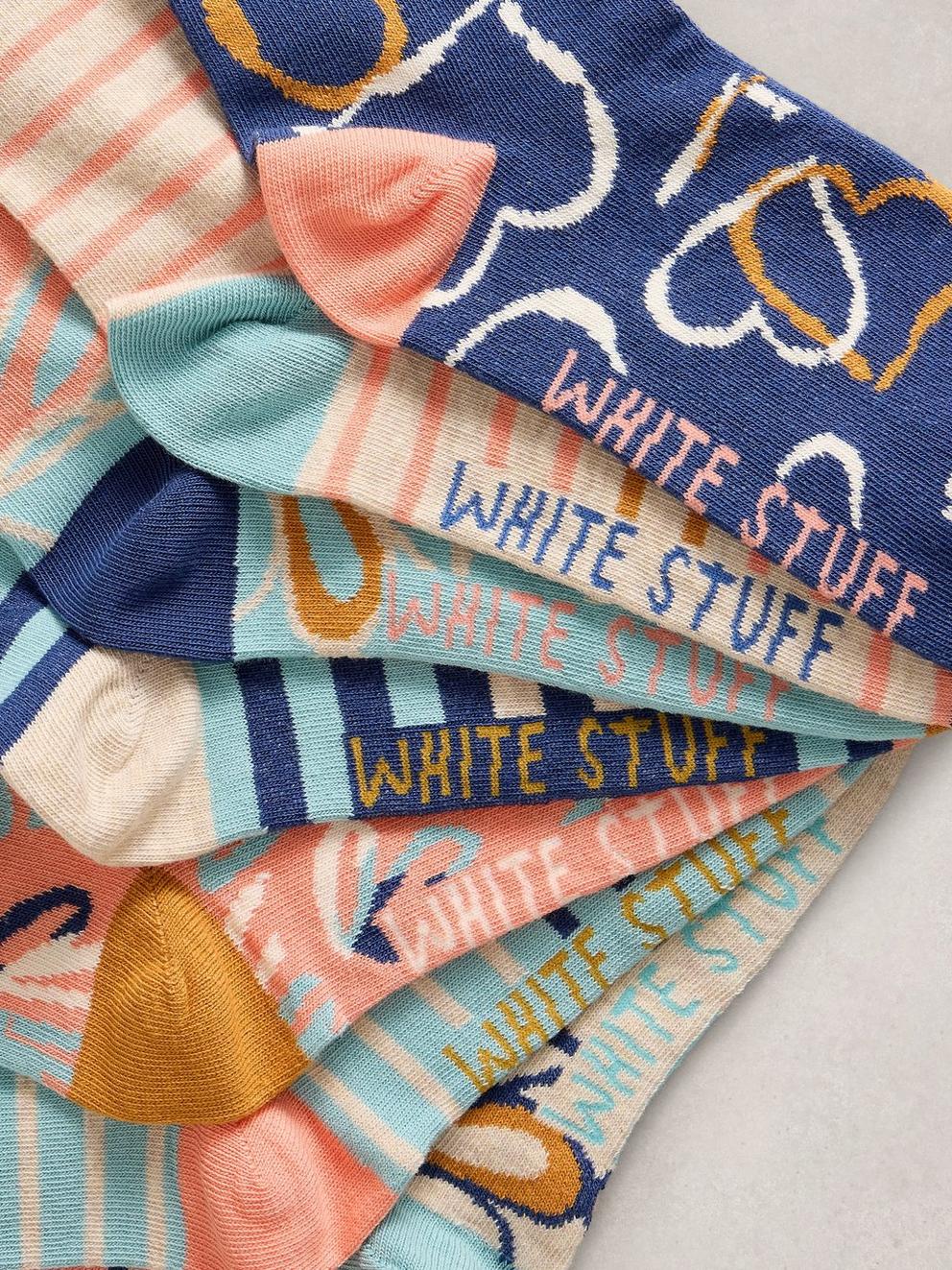 7PK Pattern Socks in PINK MLT - FLAT DETAIL