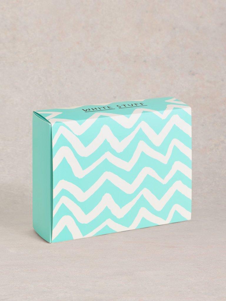 4PK Embroidered Socks in BLUE MLT - FLAT BACK