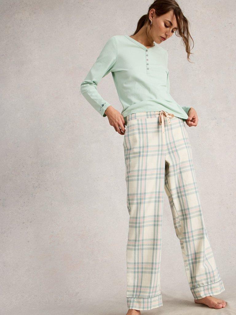 NINA CHECK PJ BOTTOM in IVORY MLT - LIFESTYLE