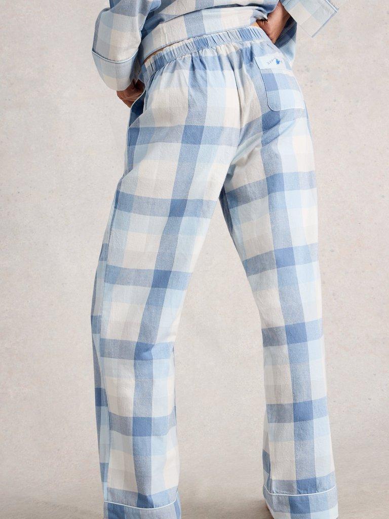 NINA CHECK PJ BOTTOM in LGT BLUE - MODEL BACK