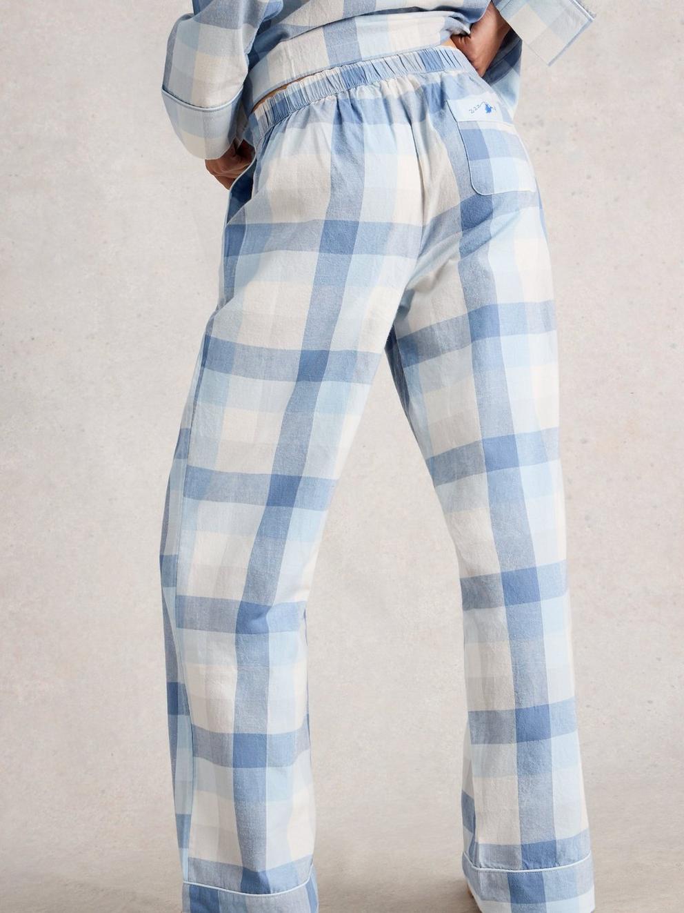 NINA CHECK PJ BOTTOM in LGT BLUE - MODEL BACK