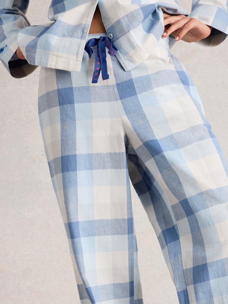 NINA CHECK PJ BOTTOM in LGT BLUE - MODEL DETAIL