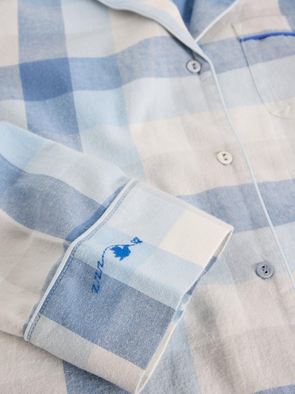 NINA CHECK PJ SHIRT in LGT BLUE - FLAT DETAIL