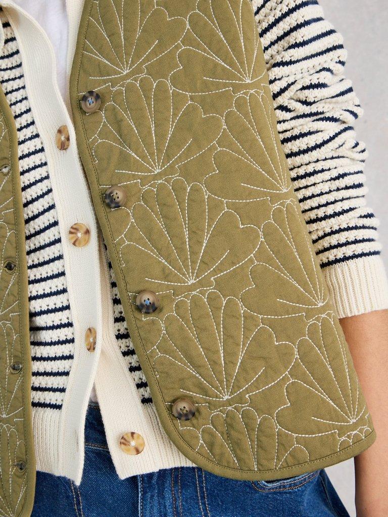Ayra Quilted Gilet in GREEN MLT - MODEL DETAIL