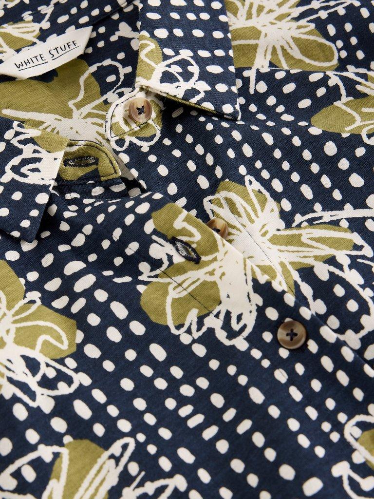 Rua Jersey Collared Shirt Dress Midi in NAVY PR - FLAT DETAIL