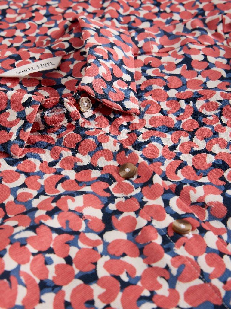 Rua Jersey Collared Shirt Dress Midi in PINK MLT - FLAT DETAIL