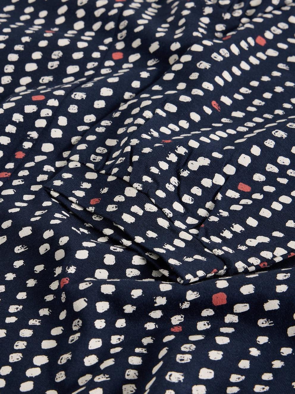 Megan Jersey Long Sleeve Midi Dress in NAVY MULTI - FLAT DETAIL