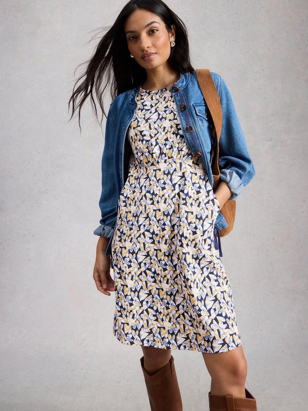 Olivia Jersey Crew Neck Dress in BLUE PR - LIFESTYLE