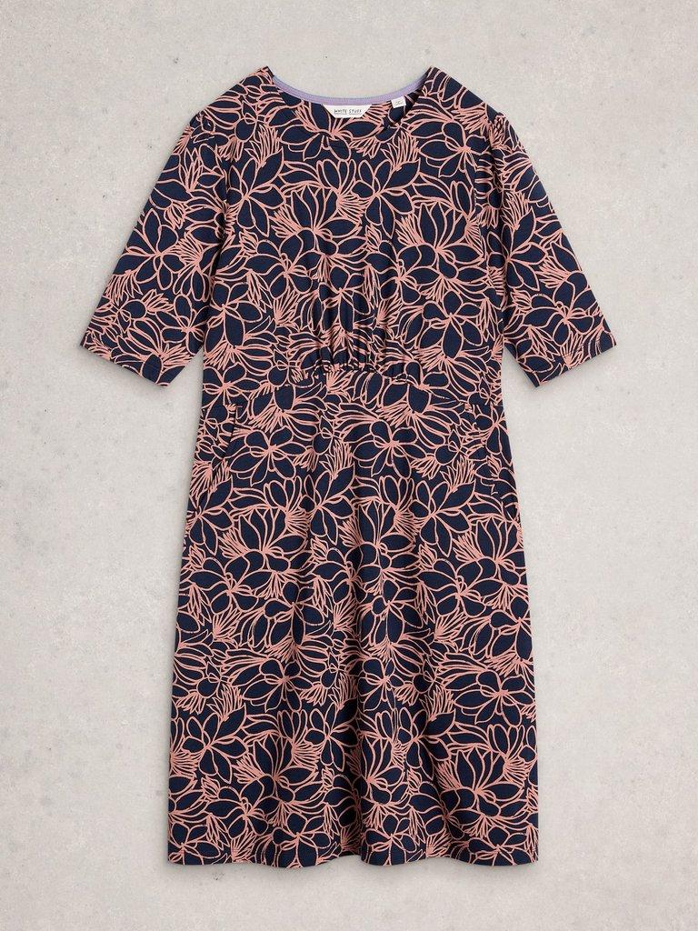 Olivia Jersey Crew Neck Dress in NAVY PR - FLAT FRONT