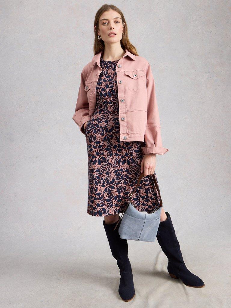 Olivia Jersey Crew Neck Dress in NAVY PR - LIFESTYLE