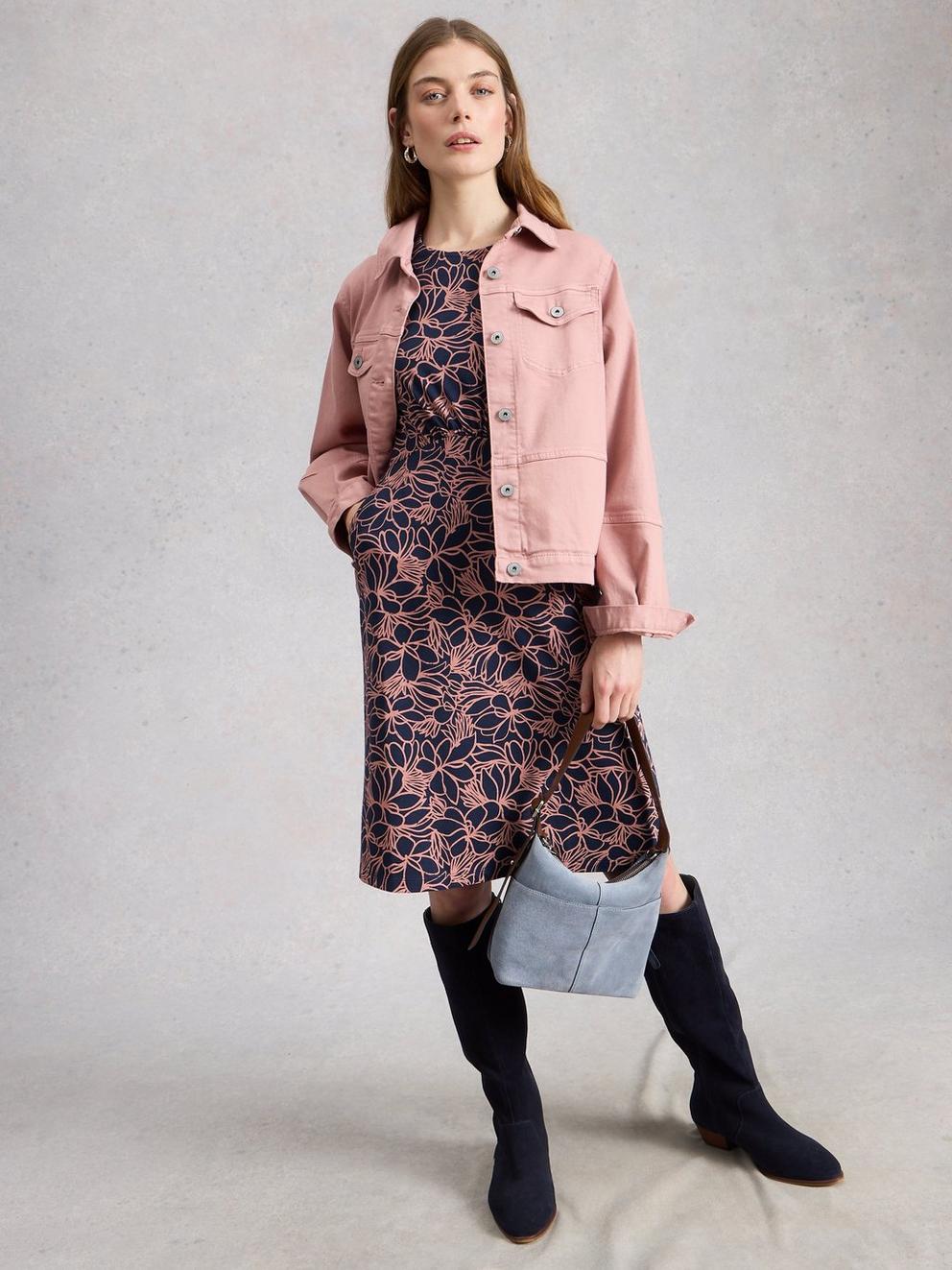 Olivia Jersey Crew Neck Dress in NAVY PR - LIFESTYLE