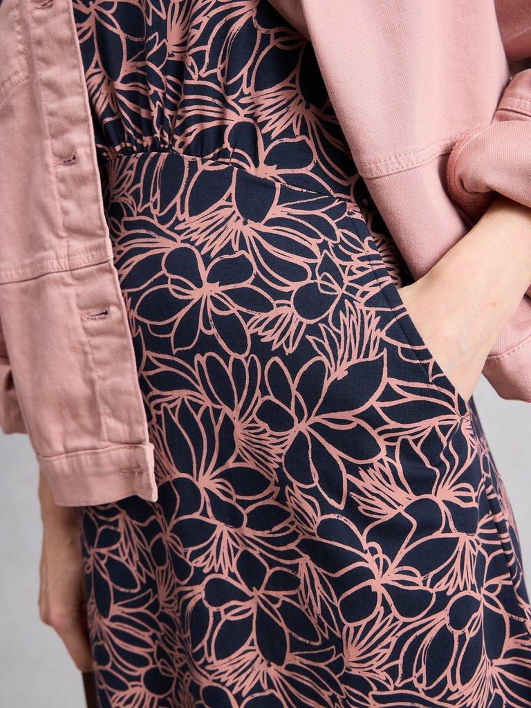 Olivia Jersey Crew Neck Dress in NAVY PR - MODEL DETAIL