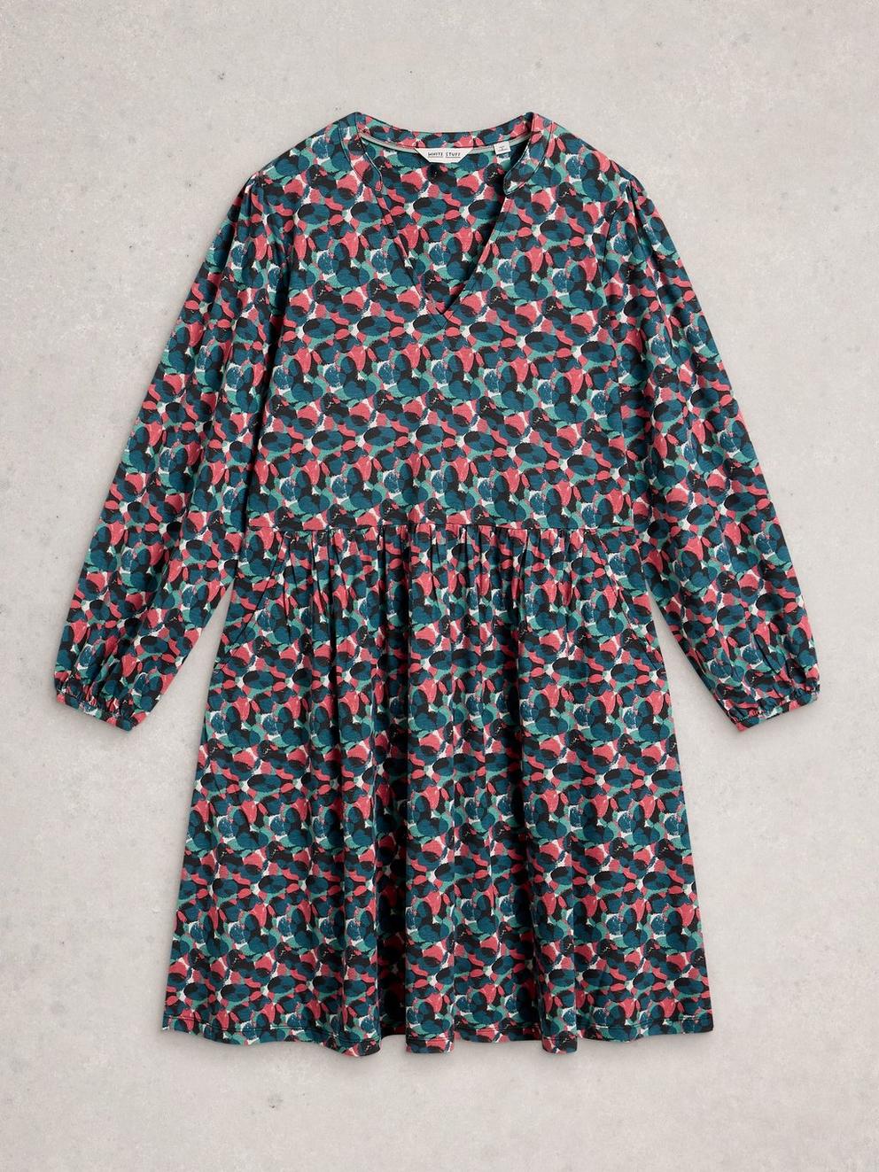 Lola Jersey Dress in BLUE MLT - FLAT FRONT