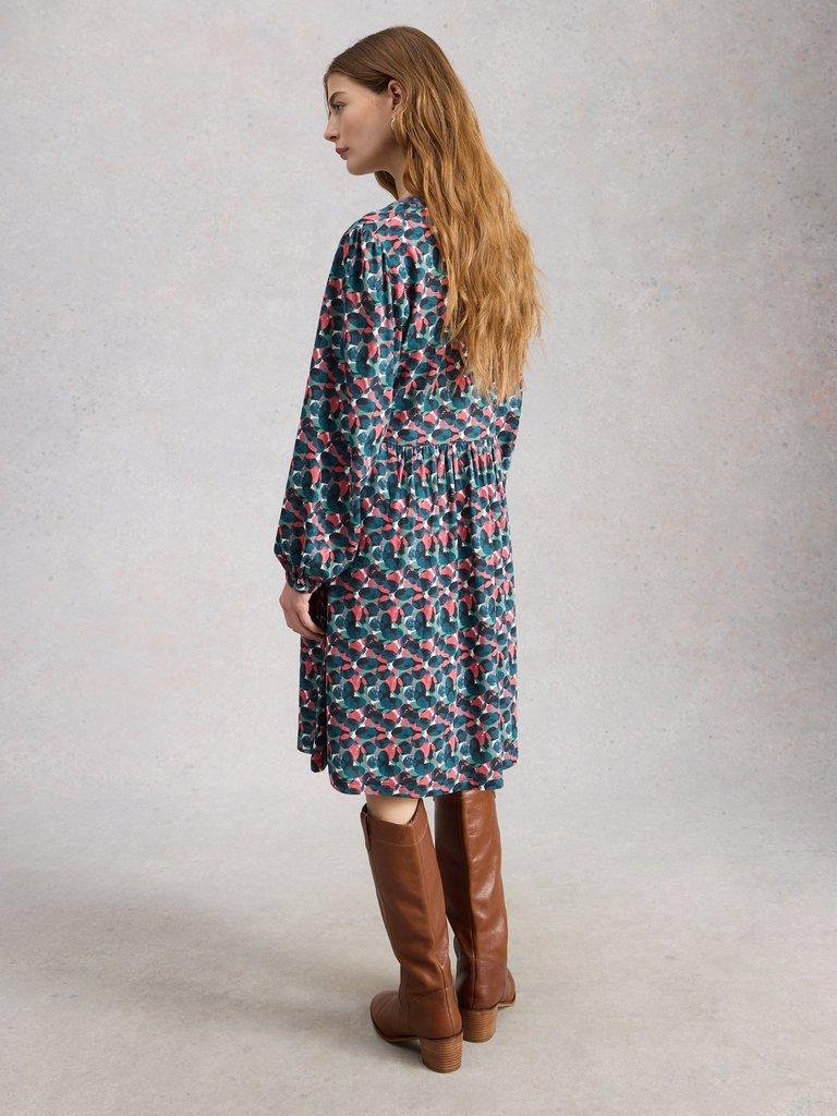 Lola Jersey Dress in BLUE MLT - MODEL BACK