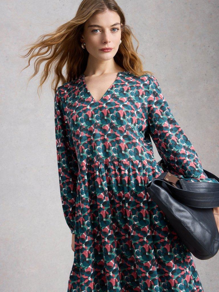 Lola Jersey Dress in BLUE MLT - MODEL DETAIL