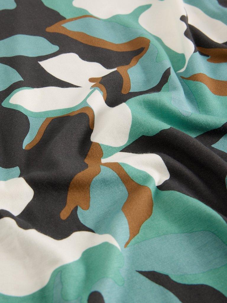 Madeline Crew Neck Long Sleeve Jersey Dress in TEAL MLT - FLAT DETAIL