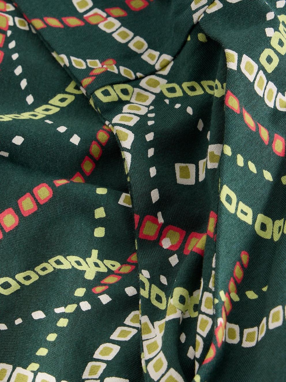 Rua Jersey Short Sleeve Collared shirt Dress in GREEN MLT - FLAT DETAIL