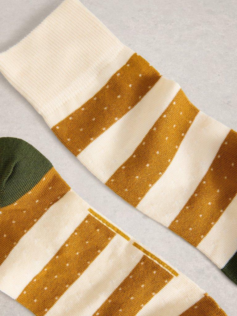 Block Striped Spot Ankle Sock in LGT NAT - FLAT DETAIL