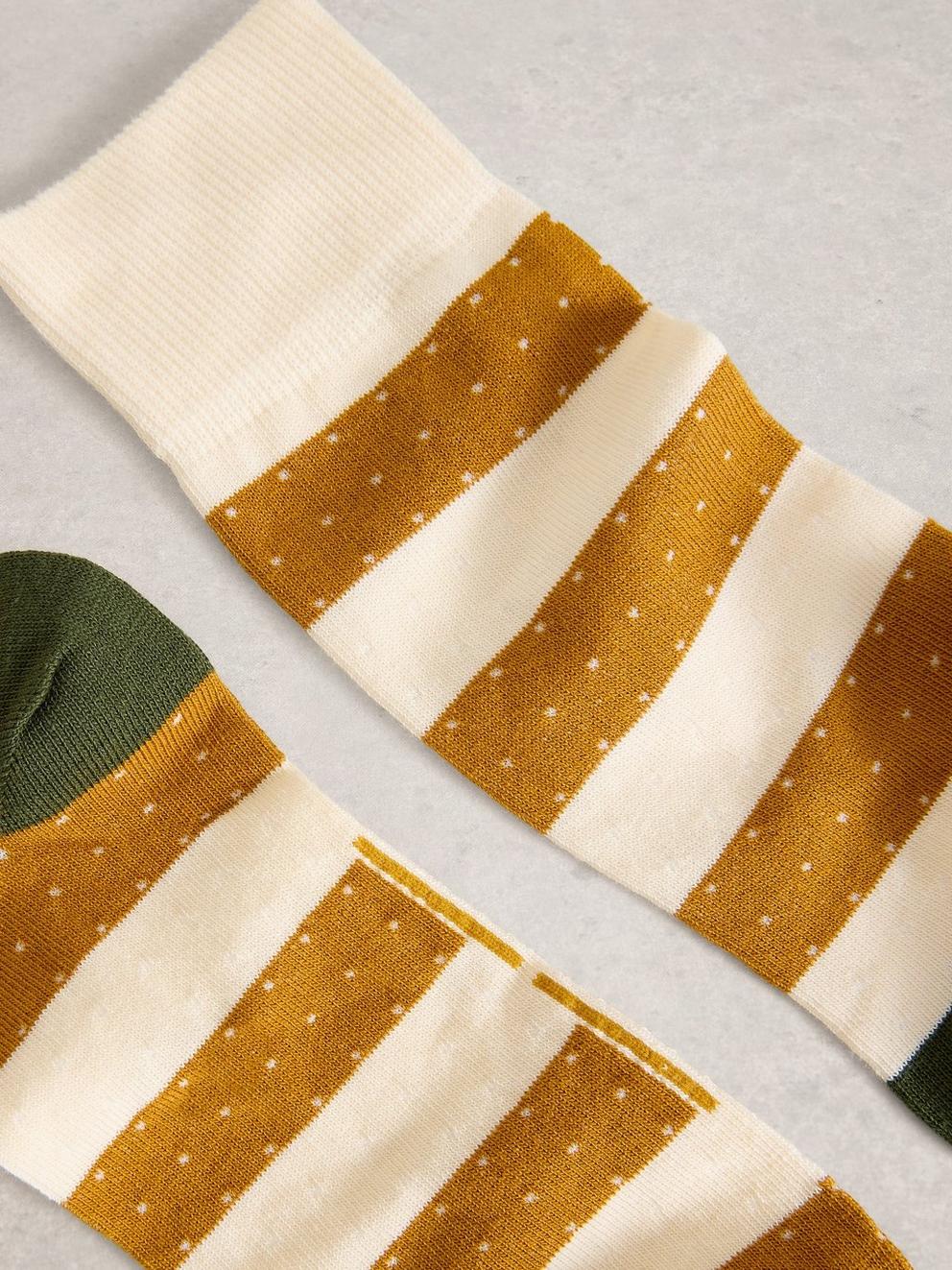 Block Striped Spot Ankle Sock in LGT NAT - FLAT DETAIL