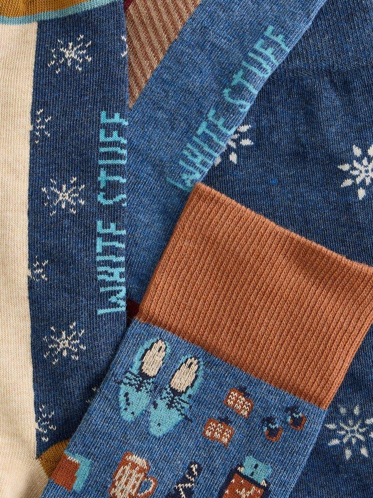 4PK Man About Town Socks in NAT MLT - FLAT DETAIL