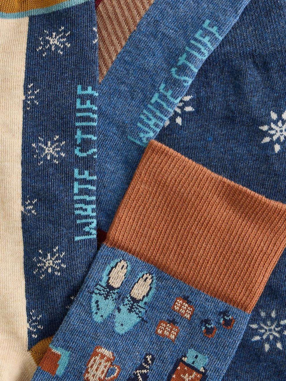 4PK Man About Town Socks in NAT MLT - FLAT DETAIL