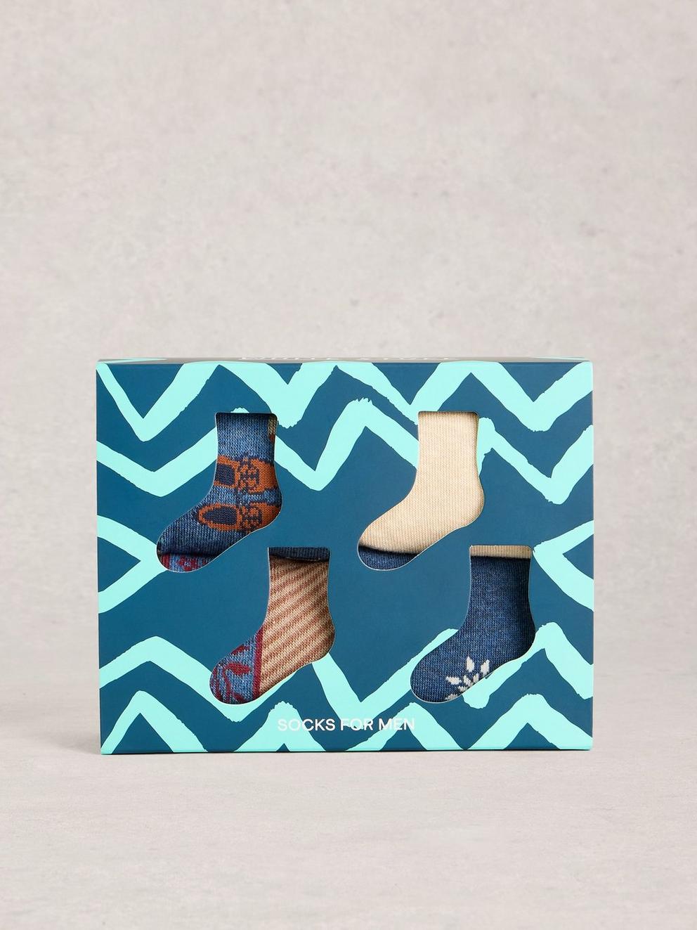 4PK Man About Town Socks in NAT MLT - LIFESTYLE