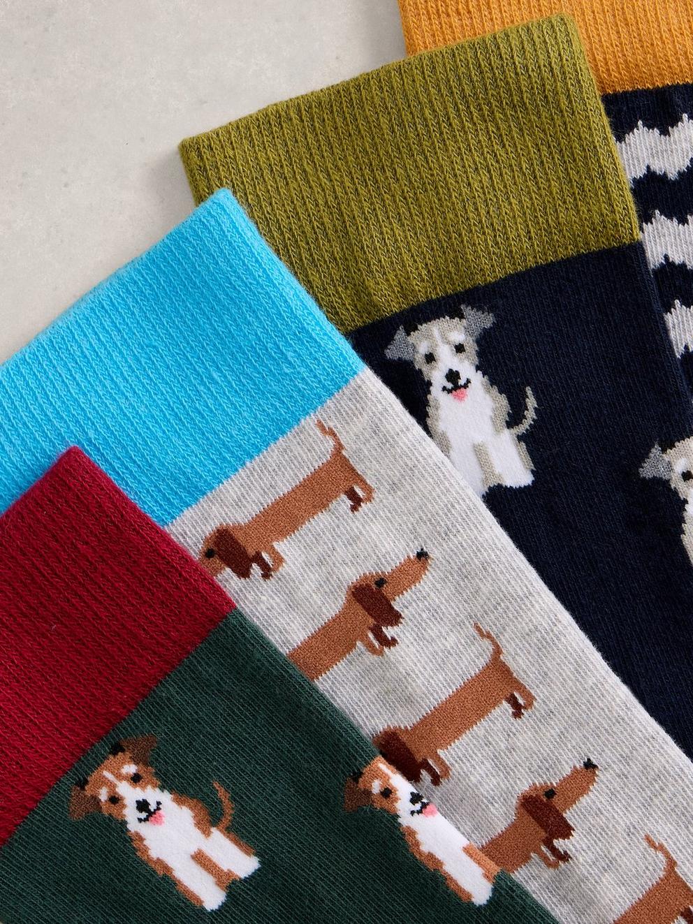 4PK Novelty Dog Socks in GREY MLT - FLAT DETAIL