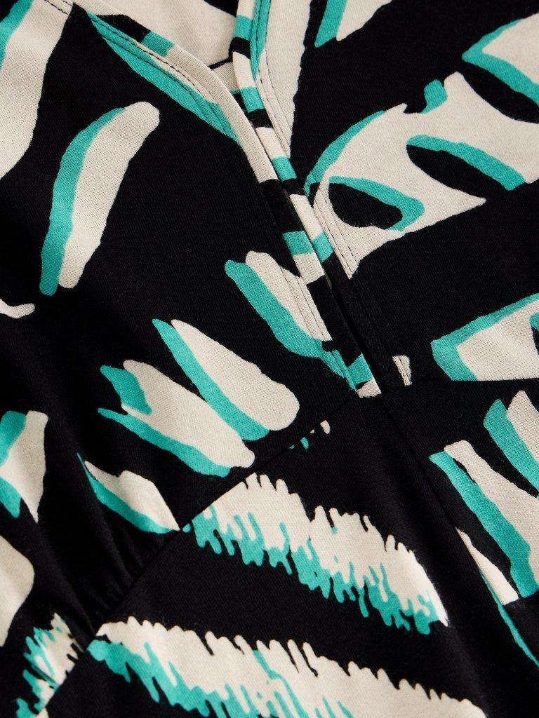 Megan Jersey Dress in BLK MLT - FLAT DETAIL