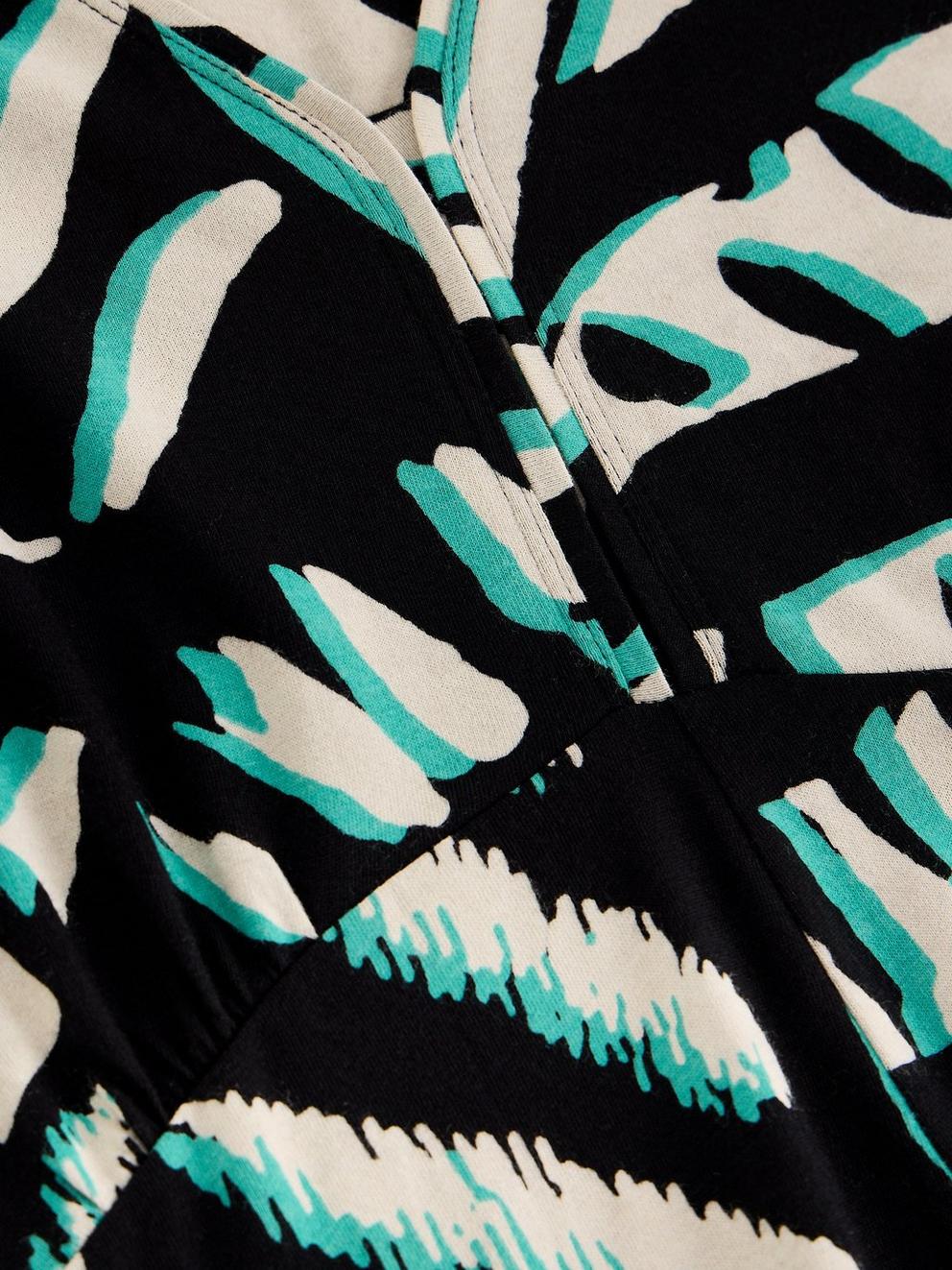 Megan Jersey Dress in BLK MLT - FLAT DETAIL