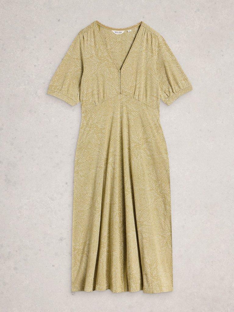 Megan Jersey V Neck Short Sleeve Dress in GREEN PR - FLAT FRONT