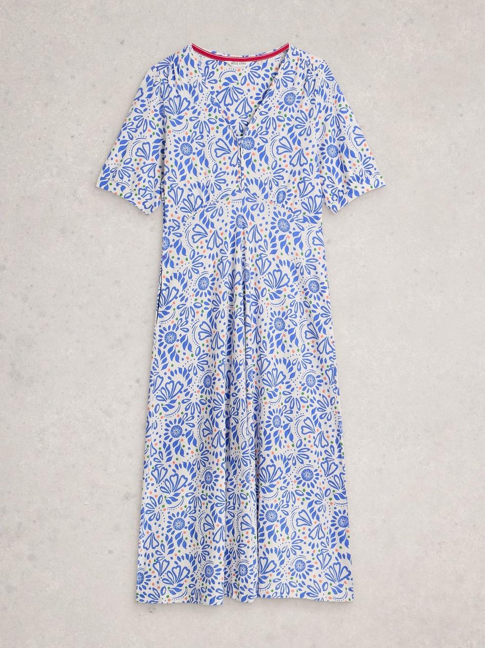 Megan Jersey Dress in IVORY MLT - FLAT FRONT