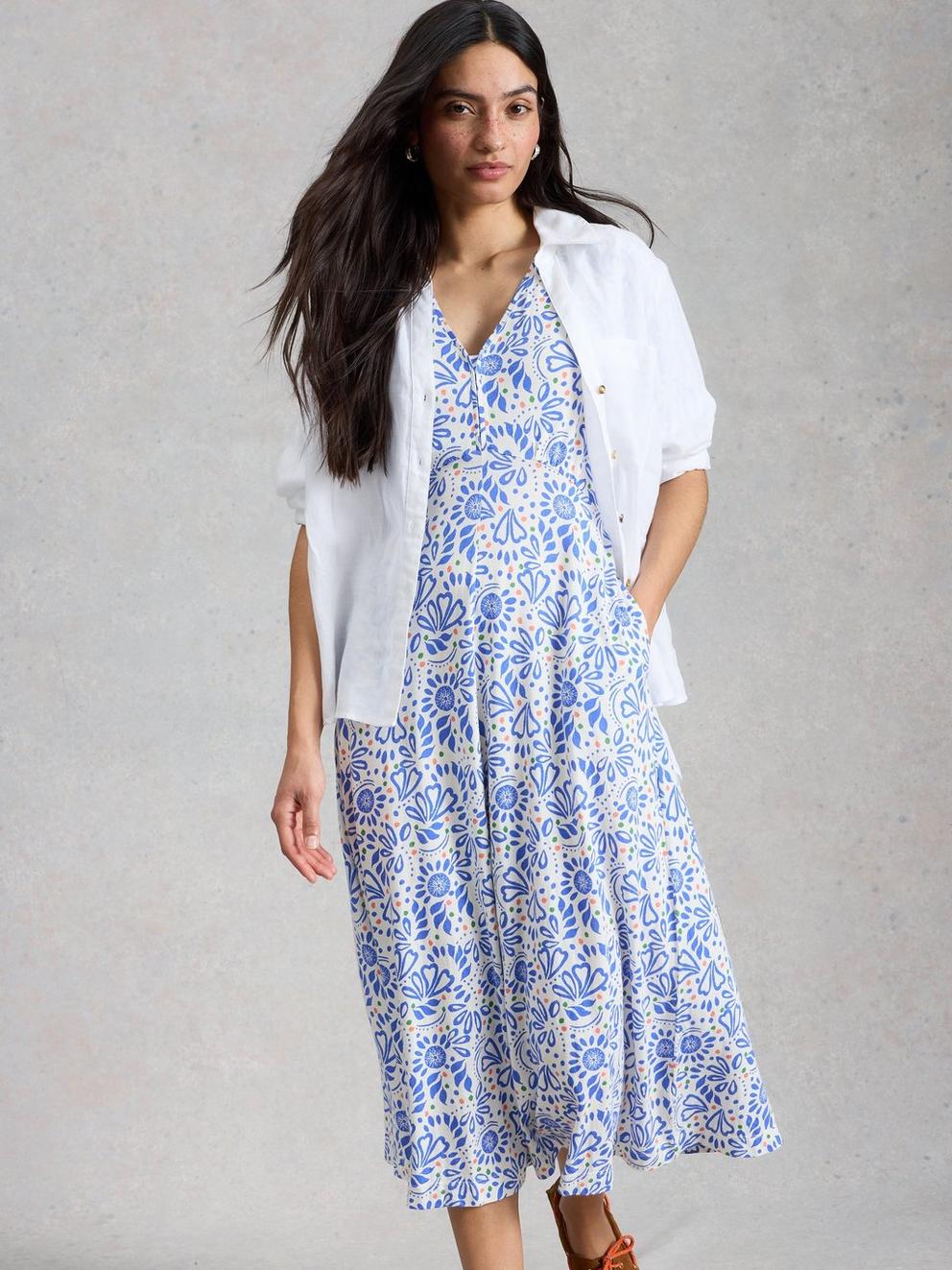 Megan Jersey Dress in IVORY MLT - LIFESTYLE