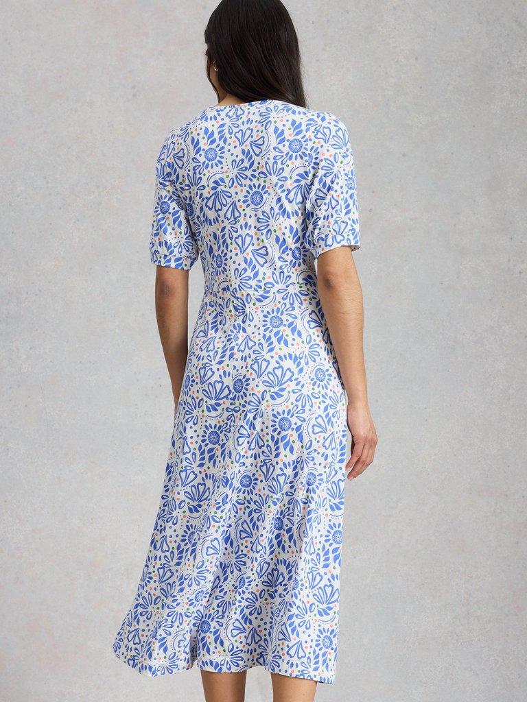 Megan Jersey Dress in IVORY MLT - MODEL BACK