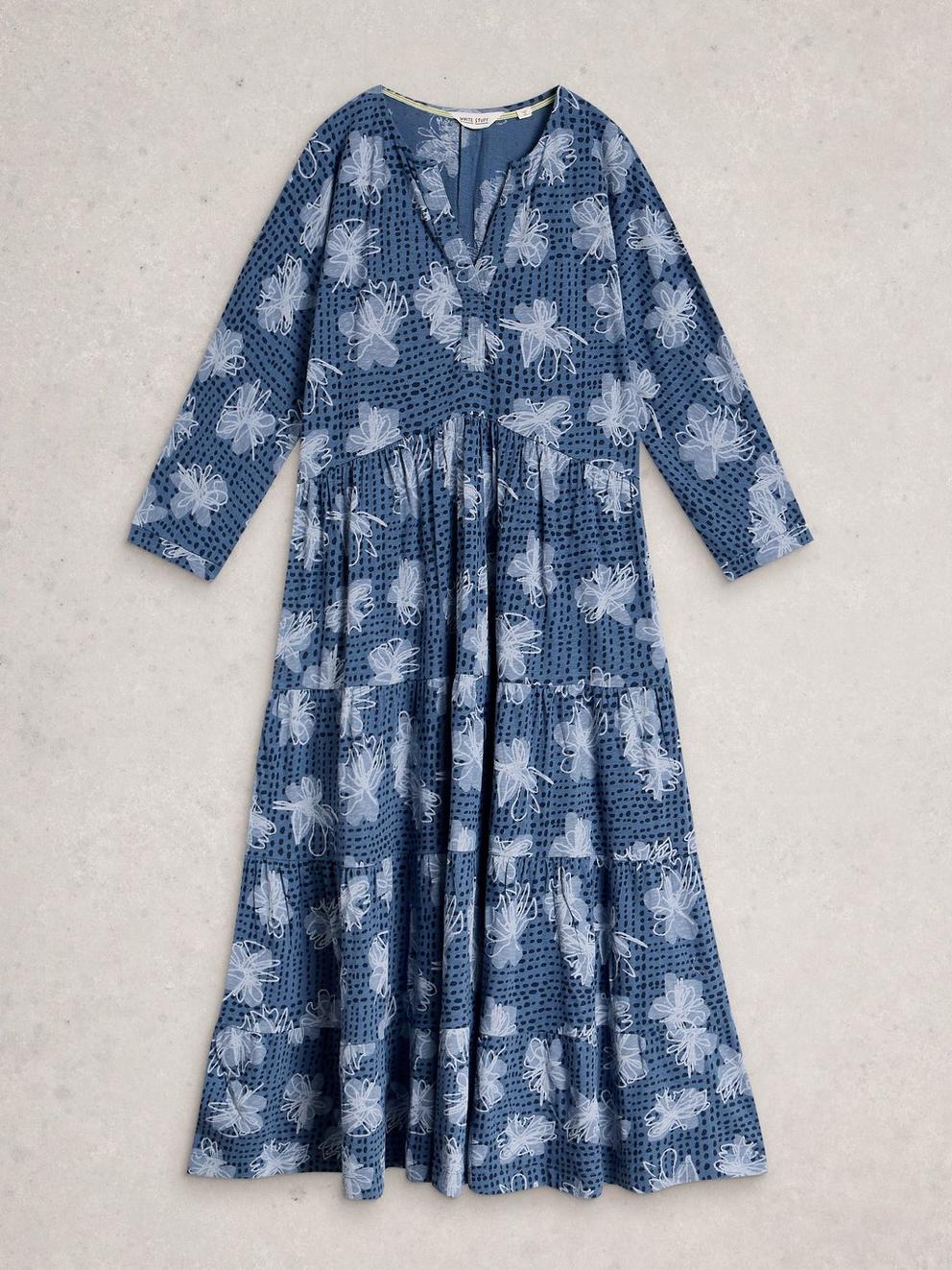 Tabitha Jersey Dress in BLUE PR - FLAT FRONT