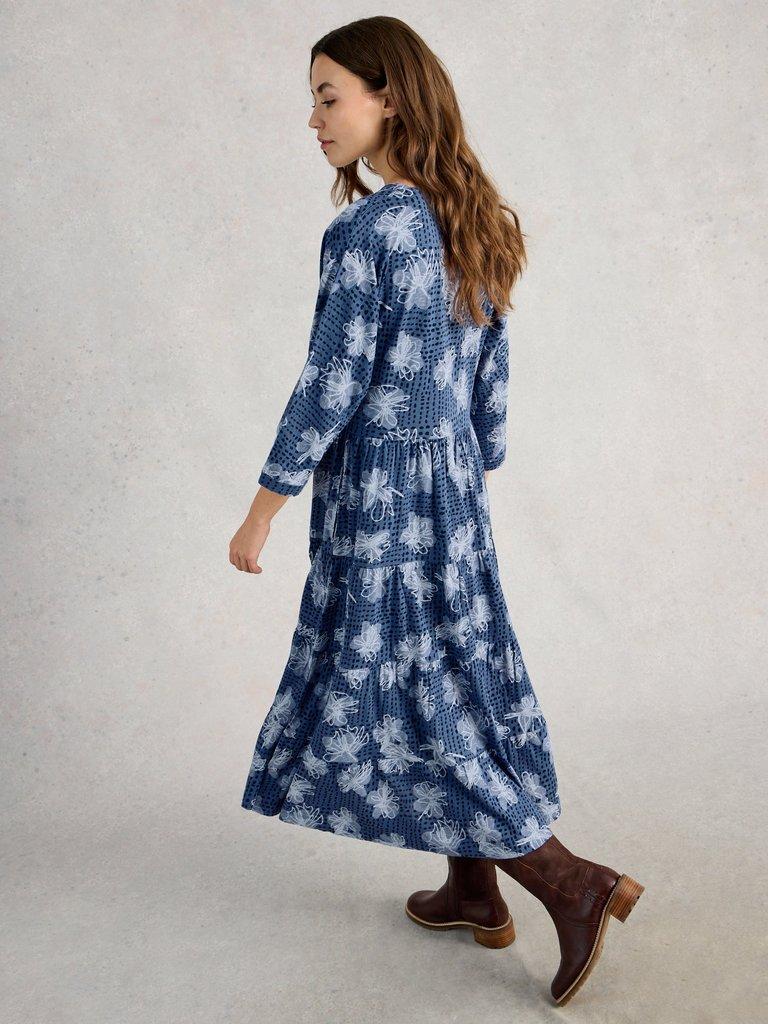 Tabitha Jersey Dress in BLUE PR - MODEL BACK