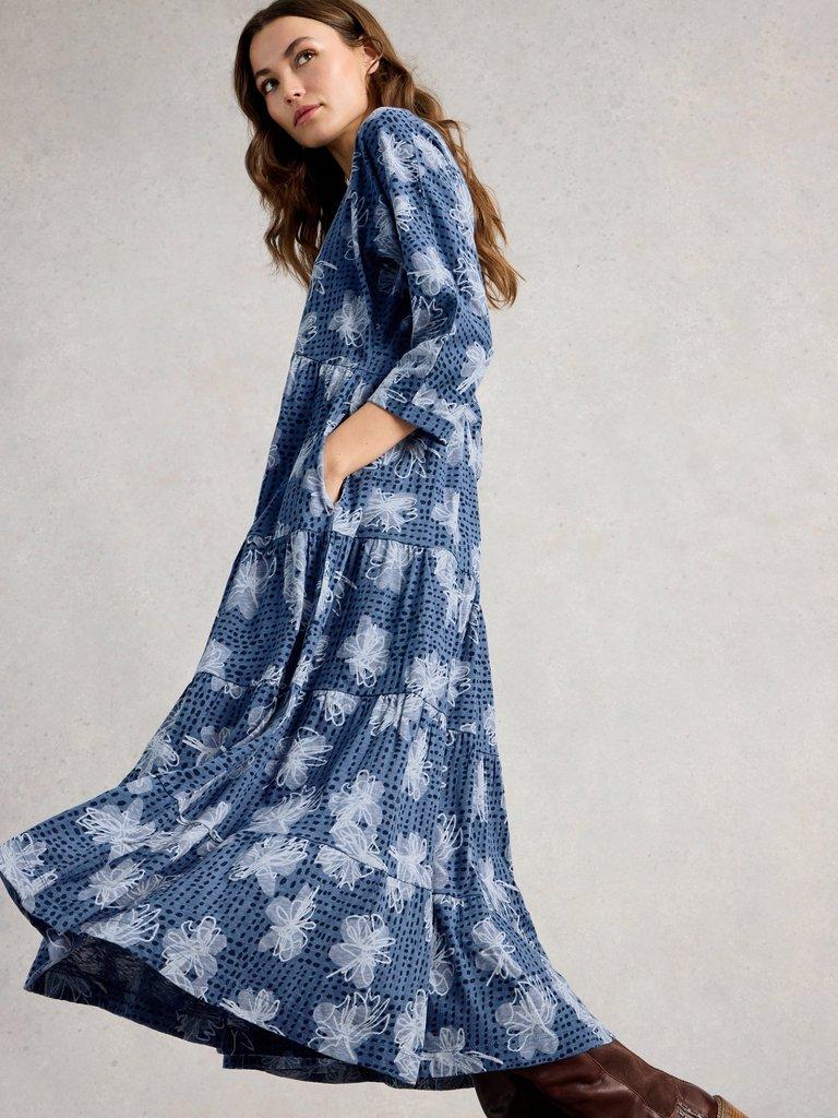 Tabitha Jersey Dress in BLUE PR - MODEL DETAIL