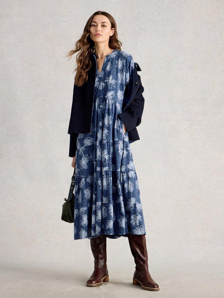 Tabitha Jersey Dress in BLUE PR - MODEL FRONT