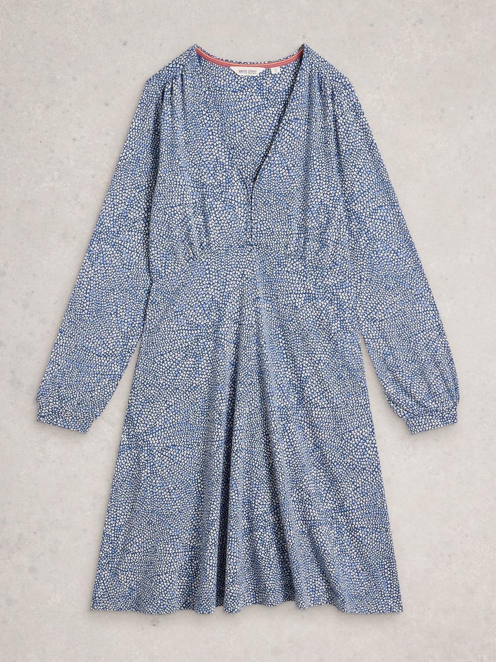 Meg Jersey Dress in BLUE MLT - FLAT FRONT