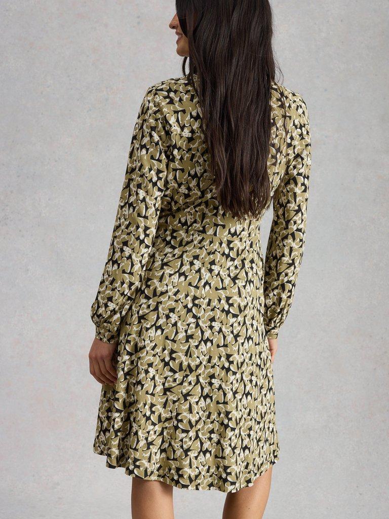 Meg Jersey Dress in GREEN PR - MODEL BACK