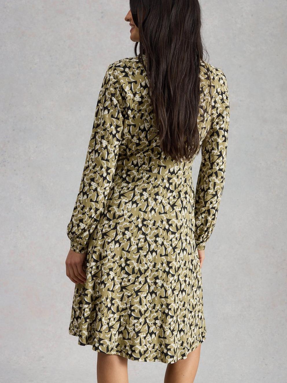 Meg Jersey Dress in GREEN PR - MODEL BACK