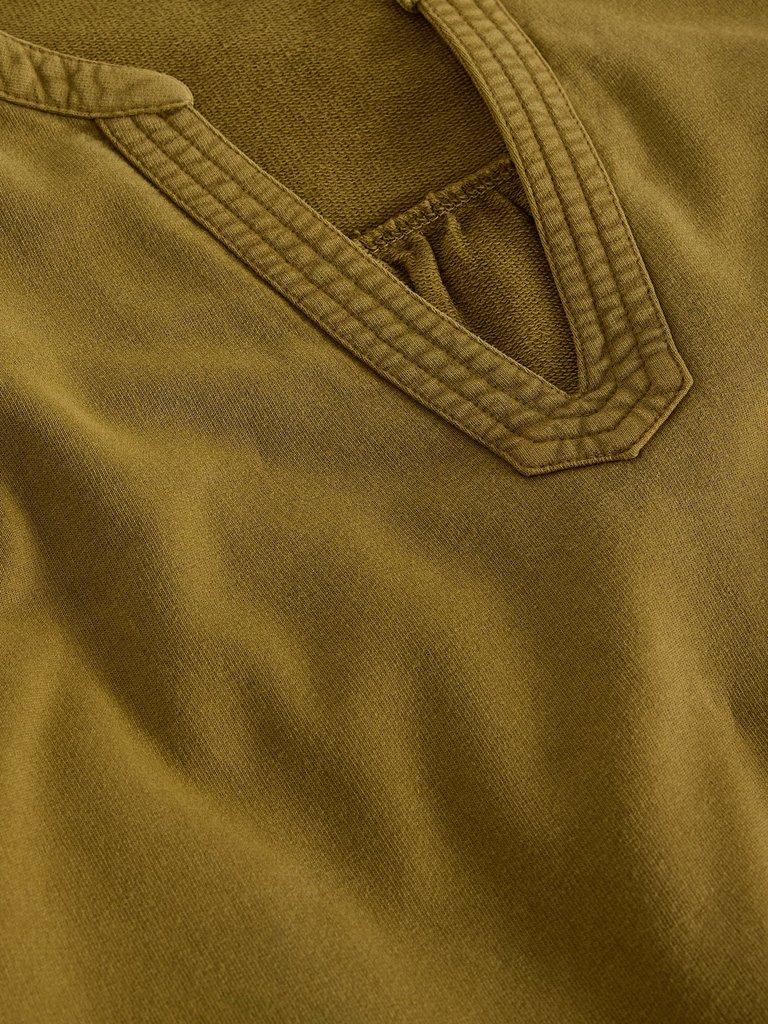 Ray Jersey Notch Neck Midi Dress in KHAKI GRN - FLAT DETAIL